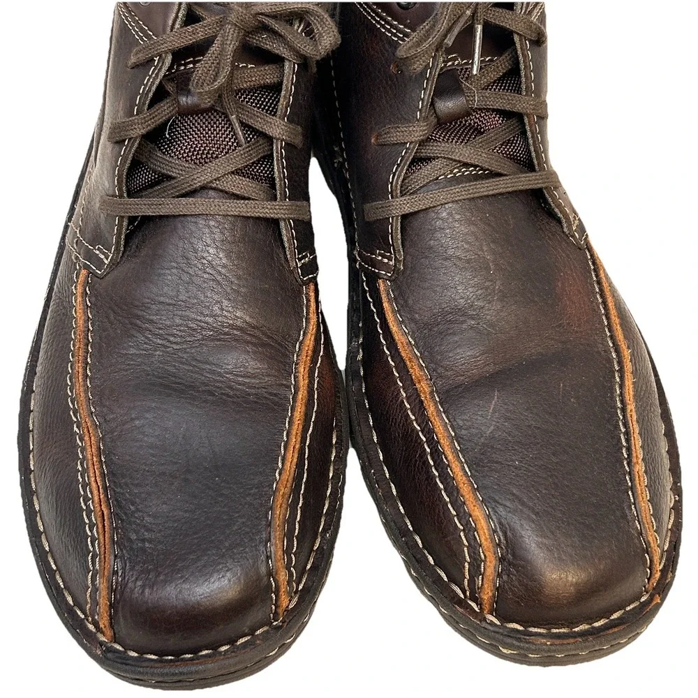 Clark's Brown Leather Ankle‎ Boots Men's 12M Mix Toe Lace Up